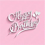 Happy Birthday Greeting Card.  Vector Background. 3d Text with Shadow