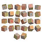 Toy blocks alphabet in 3D disordered, vector
