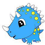 Illustration of Cute Cartoon Blue Baby Triceratops Dinosaur. Vector EPS 8.