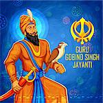 illustration of Happy Guru Gobind Singh Jayanti festival for Sikh celebration background