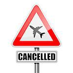 detailed illustration of a red attention Flight Cancelled sign, eps10 vector