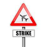 detailed illustration of a red attention Airplane Strike sign, eps10 vector