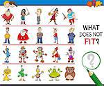 Cartoon Illustration of Finding Improper Picture in the Row Educational Activity for Children