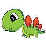 Illustration of Cute Cartoon Baby Stegosaurus Dinosaur. Vector EPS 8.