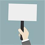 minimalistic illustration of a handholding an empty protest sign, eps10 vector