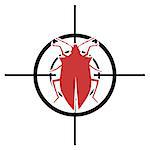 illustration of a scope with a bug, symbol for pest control, eps10 vector