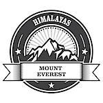 Everest - snowbound Himalayas mountain label