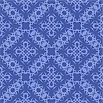 Blue Ornamental Seamless Line Pattern. Endless Texture. Oriental Geometric Ornament