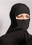 Beautiful Middle eastern woman in niqab traditional veil.