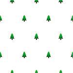 New Year tree simple seamless vector pattern. Green small fir-tree scrapbook paper design. White background.