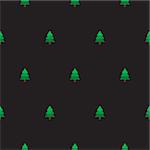 New Year tree forest simple seamless vector pattern. Green small fir-tree wrap paper design. Dark background.