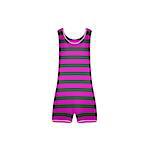 Striped retro swimsuit in purple and black design on white background