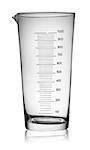 Big glass beaker graduated rotated isolated on white background