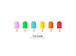Vector rainbow colors popsicles icons set. Happy ice cream food design illustration