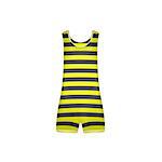 Striped retro swimsuit in yellow and black design on white background