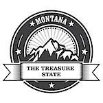 Montana Mountains - Treasure State stamp label