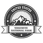 Yosemite National Park round stamp with mountains
