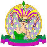 Mardi Gras harlequin lady design