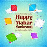 illustration of Makar Sankranti wallpaper with colorful kite for festival of India
