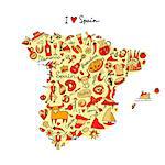 Spain map made from design elements. Sketch for your design. Vector illustration