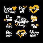 Happy Valentines Day Hand Drawn Quotes. Vector Illustration of Handwritten Lettering Love Design Elements.