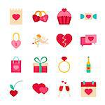 Happy Valentines Day Objects. Vector Illustration. Love Collection of Items Isolated over White.