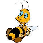 Relaxing Bumblebee - Colored Cartoon Illustration, Vector