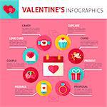 Valentine Day Concept Infographics. Flat Design Vector Illustration of Love Holiday.