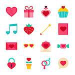 Valentine Day Objects. Vector Illustration. Love Collection of Items Isolated over White.