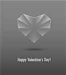 Valentines day card with glass heart. Vector illustration.