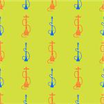 Hookah Silhouette Isolated on Yellow Background. Seamless Pattern
