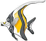 Cartoon Illustration of Moorish Idol Fish Sea Life Animal Character