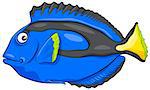 Cartoon Illustration of Surgeonfish or Blue Tang Fish Sea Life Animal Character