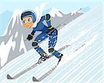Vector illustration of a girl skiing