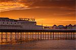 Brighton Pier at sunrise, Brighton, East Sussex, Sussex, England, United Kingdom, Europe