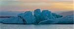 Sunset over Jokulsarlon Glacier Lagoon, Iceland, Polar Regions