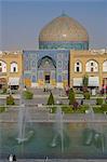 View across Naqsh-e (Imam) Square from Ali Qapu Palace opposite Sheikh Lotfollah Mosque, UNESCO World Heritage Site, Isfahan, Iran, Middle East