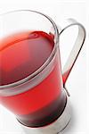 Red tea glass close up