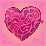 Labyrinth in the form of heart. Puzzle - Maze vector