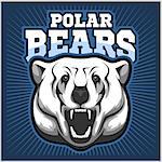 Polar Bear Head mascot - vector illustration on blue background