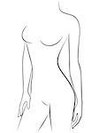 Attractive young graceful female body,  vector outline