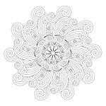 Graphic Mandala with waves and curles. Zentangle inspired style. Coloring book page for adults and older children. Art vector illustration