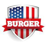 Burger vintage shield with USA flag vector