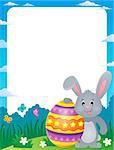 Frame with stylized bunny and Easter egg - eps10 vector illustration.