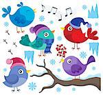 Winter birds theme set 1 - eps10 vector illustration.