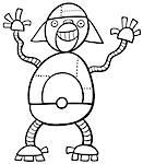 Black and White Cartoon Illustration of Ape Robot Science Fiction or Fantasy Character Coloring Page