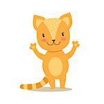 Little Girly Cute Kittens Cartoon Characters Different Activities And Situations Set Of Vector Illustrations. Cat Humanized Baby Animal And Its Activity Emoji Flat Vector Drawing