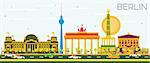 Berlin Skyline with Color Buildings and Blue Sky. Vector Illustration. Business Travel and Tourism Concept with Historic Architecture. Image for Presentation Banner Placard and Web Site.