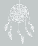 Vector dreamcatcher with feathers on a gray background