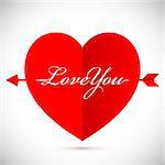 Big red heart with arrow and Love You message